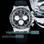 FH Factory Copy Rolex Cosmo Daytona Swiss 4131 Gain Weight Black Dial Rubber Watch 